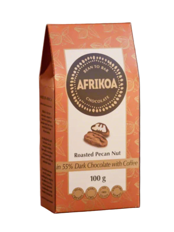 Roasted Pecan Nuts in 55% Dark Cocolate with Coffee 100g Box