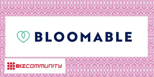 Bloomable logo on a pink patterned background