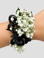 Wrist Corsage with Gypsohila (babies Breath), Ribbon, and Greenery