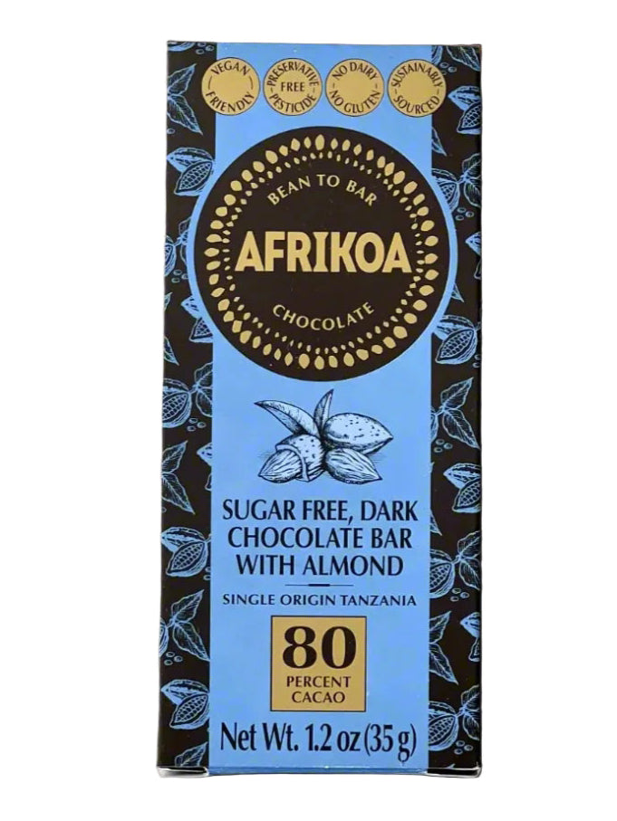 Afrikoa chocolate bar packaging on a gray background