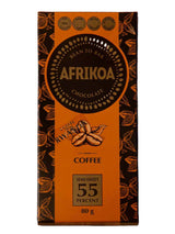 Afrikao chocolate bar packaging with orange and black design