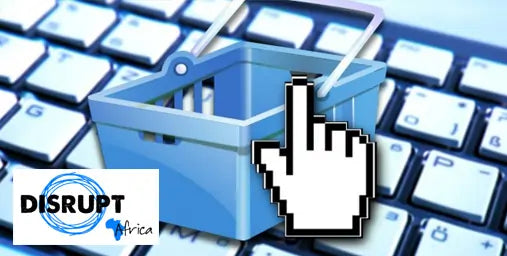 Cart icon with a hand cursor on a keyboard, featuring the Disrupt Africa logo.