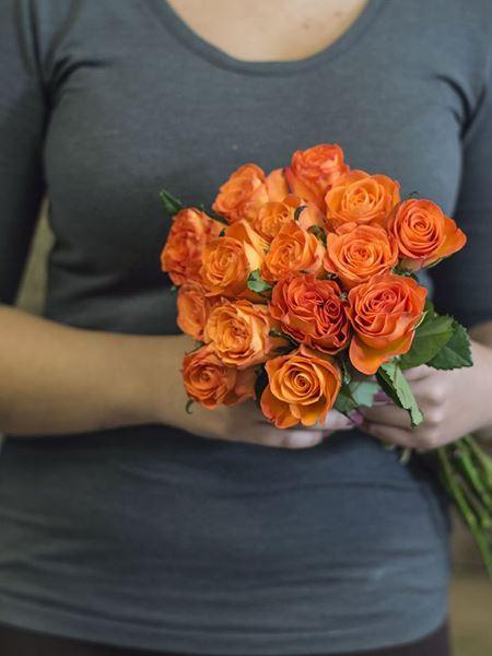 Fifteen Dark Orange Small (15 Roses) (As Shown) Bloomable
