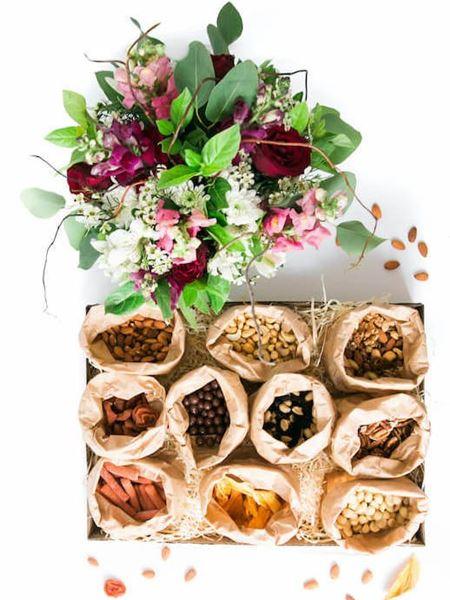 Luxury Jumbo Snack Box with Floral Arrangement As Shown Bloomable