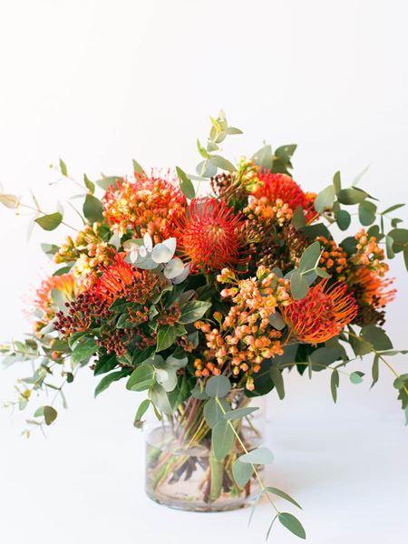 Modern Pincushion and Fynbos Vase Arrangement Medium (As Shown) Bloomable