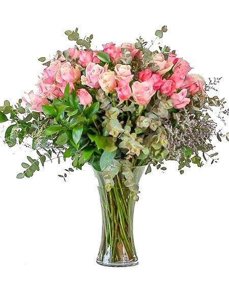 Pink or Pastel Rose Vase Small (12 Roses) Bloomable