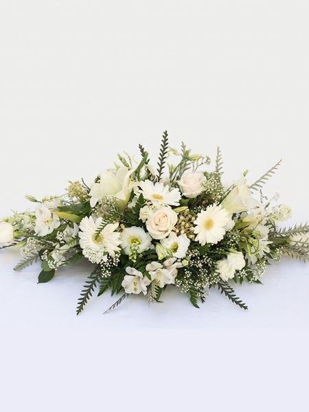 White Coffin Arrangement Small Bloomable